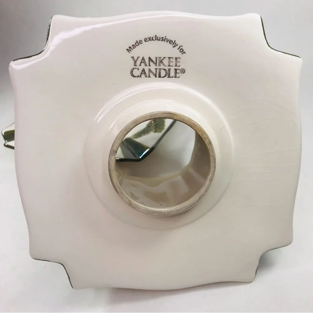 Yankee Candle Large Jar Shade Topper Plate Pine Winter Ceramic Iridescent